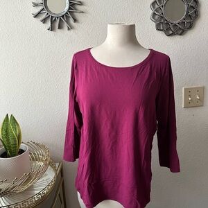 Eileen Fisher Women's Magenta Top Sz M colorfull basic